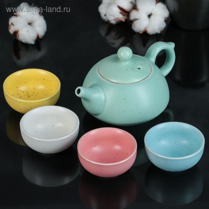 УЦЕНКА Набор для чайной церемонии керамический «Утро», 5 предметов: чайник 200 мл, 4 чашки 50 мл - Фото 1