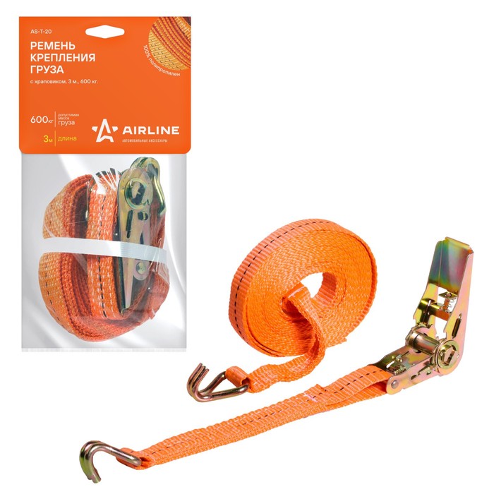 Ремень крепления груза с храповиком Airline, 600 кг, 3 м - Фото 1
