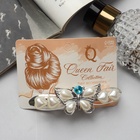 Заколка - автомат для волос «Бабочка», сердечки белый, 9 см, МИКС - фото 53796300