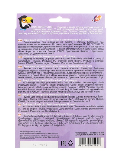 Цветные карандаши 18 цветов ZOO, пластиковые, шестигранные