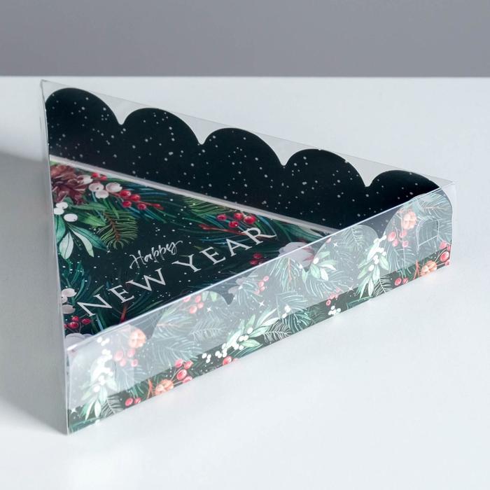 Коробка для кондитерских изделий с PVC крышкой «Happy New Year», 18 х 3 см, Новый год - Фото 1