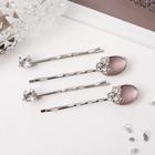 Невидимка для волос "Луна" (набор 4 шт) 6 см, ложечки, серебристо-сиреневый - Фото 1