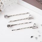 Невидимка для волос "Луна" (набор 4 шт) 5,5 см, треугольники, серебро - Фото 1