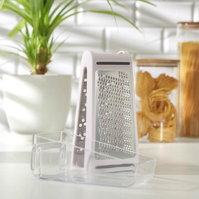 Тёрка с контейнером «Умелец», 13.5×9×21.5 см, ABS-пластик, нержавеющая сталь, цвет белый - Фото 1