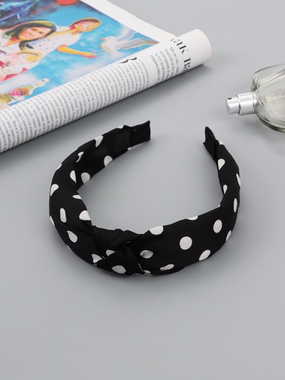Ободок для волос «Кокетка», 3 см, чёрный горох