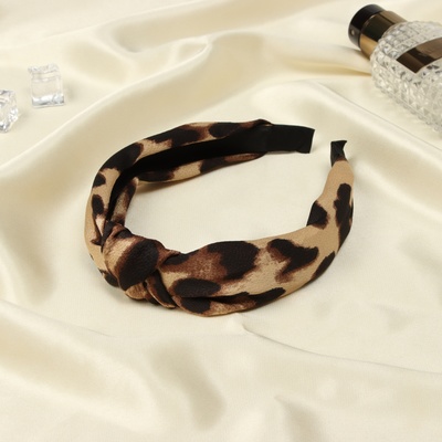 Ободок для волос «Кокетка», 3 см, тёмный лео