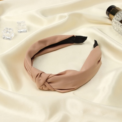 Ободок для волос «Кокетка», 3 см, бежевый