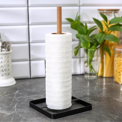 Держатель для бумажных полотенец настольный Доляна, 30×15×15 см, цвет чёрный