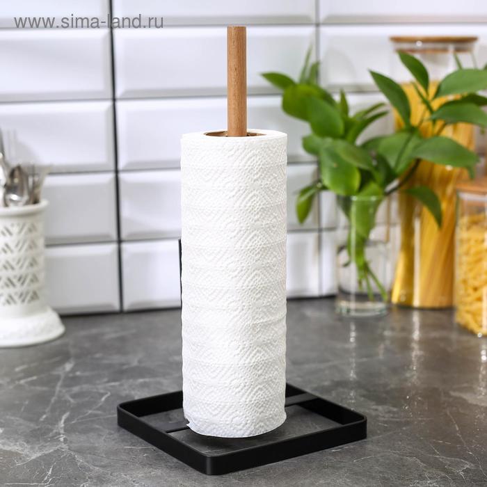 Держатель для бумажных полотенец настольный Доляна, 30×15×15 см, цвет чёрный - Фото 1