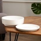 Горшок - бонсайница «Огма», для кактусов и суккулентов, 2 л, d=22 см, h=8 см, керамика, с поддоном, белый - Фото 2