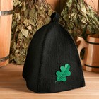 Набор для бани с аппликацией «Дубовый лист», 3 предмета: шапка, коврик, рукавица, войлок, тёмный - Фото 2