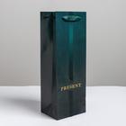 Пакет подарочный ламинированный под бутылку, упаковка, «Present», 13 x 36 x 10 см - фото 8518281