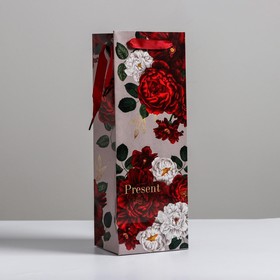 Пакет ламинированный под бутылку «Flowers», 13 x 36 x 10 см