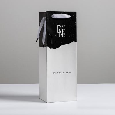 Пакет подарочный ламинированный под бутылку, упаковка, «Wine time», 13 x 36 x 10 см