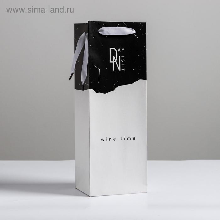 Пакет подарочный ламинированный под бутылку, упаковка, «Wine time», 13 x 36 x 10 см - Фото 1