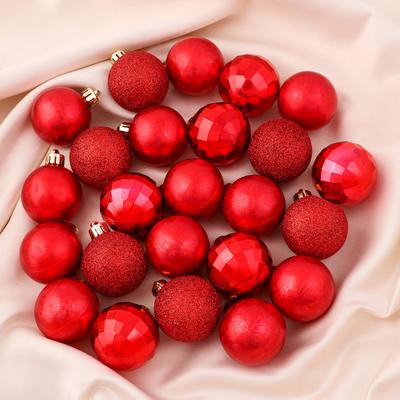 Ёлочные игрушки «Диско МИКС», шары новогодние, d=4 см, набор 24 шт., красный