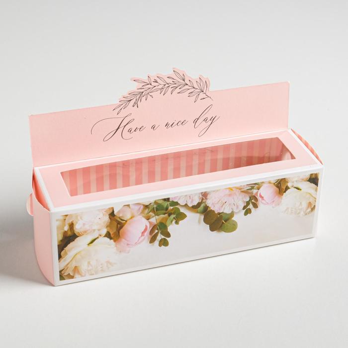 Коробка для макарун кондитерская, упаковка «Have a nice day», 18 х 5.5 х 5.5 см