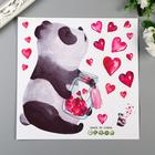 Наклейка пластик интерьерная "Панда с сердечками" 30х30 см - Фото 2