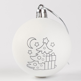 Ёлочное украшение под раскраску на новый год «Ёлочка», d=5.5 см, набор для творчества (комплект 2 шт)