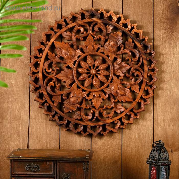 Панно «Раджа», 40×40×2 см, резное дерево - Фото 1