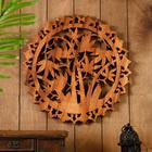 Панно резное дерево "Райский лес" 40х40х2 см - фото 804339714