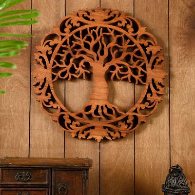 Панно «Райское древо», 40×40×2 см, резное дерево