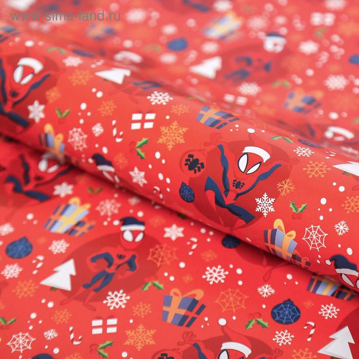 Бумага упаковочная глянцевая  "С Новым Годом!" Человек-паук,50 х70 см - Фото 1