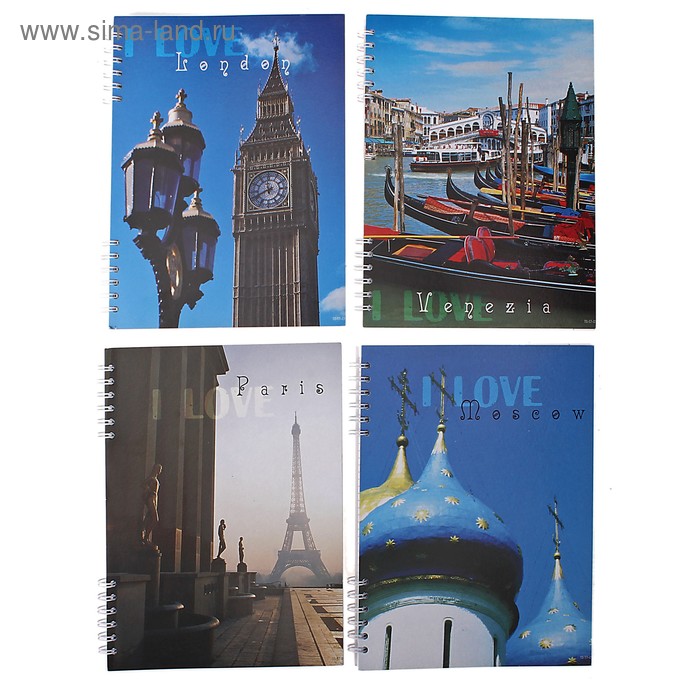 Тетрадь 96л клетка на гребне "Города" - Фото 1