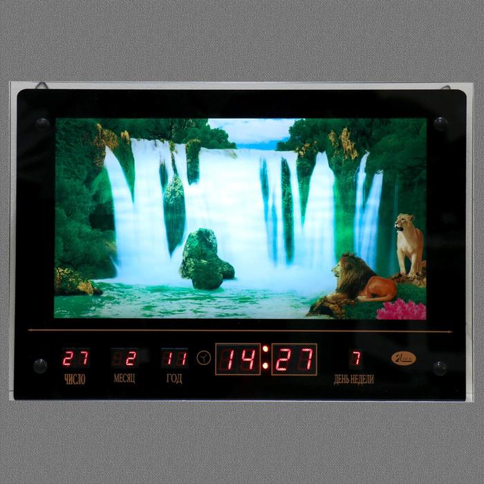 Картина с подсветкой, звуками водопада и информационным календарем "Водопад со львами"  46*33см    6 - фото 1918628559