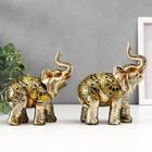 Сувенир полистоун "Слон с рисунками на попоне"  набор 2шт.  14,5х13х5,7 см - фото 3141649