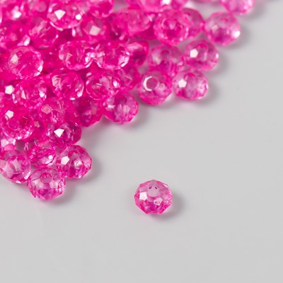 Бусины для творчества пластик «Кристалл с гранями фуксия» набор 20 г 0.4×0.6×0.6 см