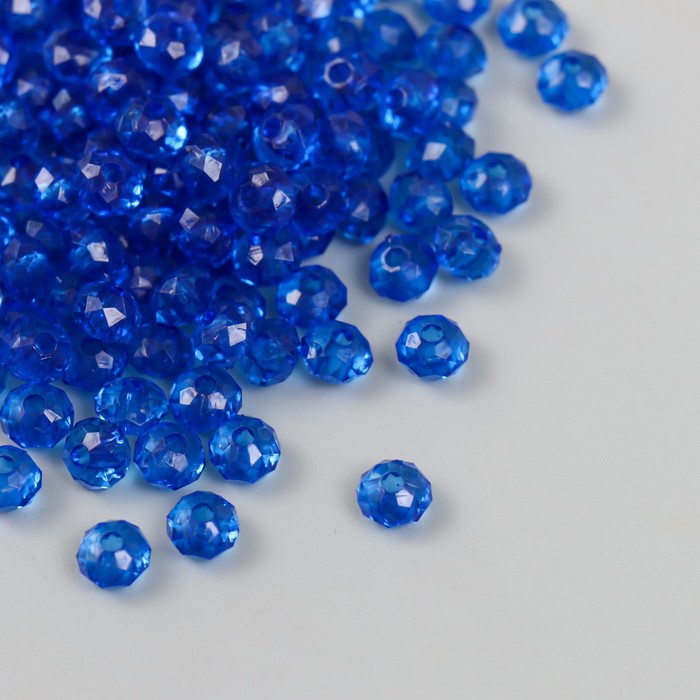 Бусины для творчества пластик "Кристалл с гранями синий" набор 20 гр 0,4х0,6х0,6 см - Фото 1