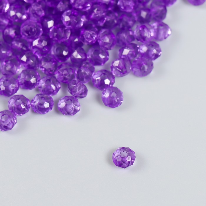 Бусины для творчества пластик "Кристалл с гранями фиолет" набор 20 гр 0,4х0,6х0,6 см - Фото 1