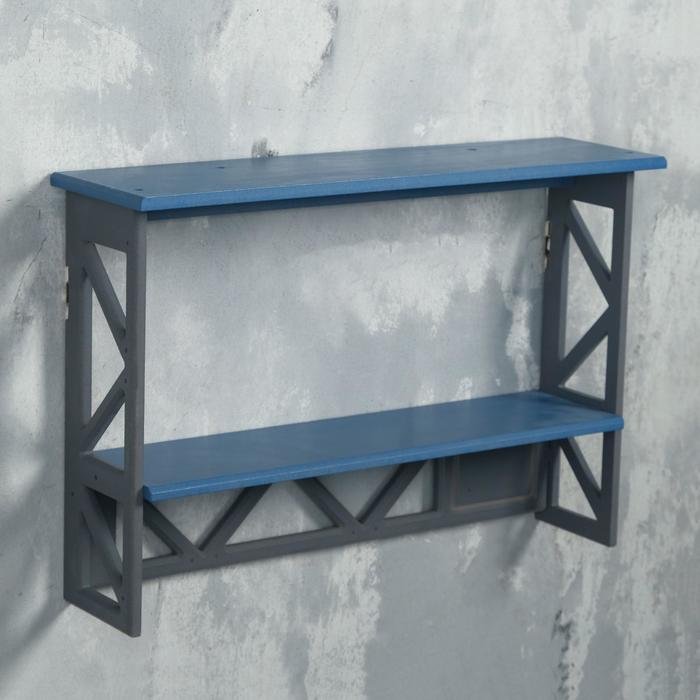 Полка Лофт, двухъярусная, 49×33×14 см, синяя - Фото 1