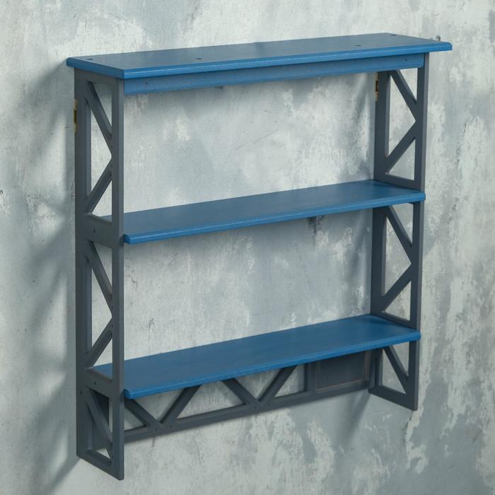 Полка Лофт, трехъярусная, 49×50×14 см, синяя - Фото 1