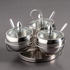 УЦЕНКА Набор сахарниц на крутящейся подставке с ложками 3 шт.: 19×14 см - Фото 1