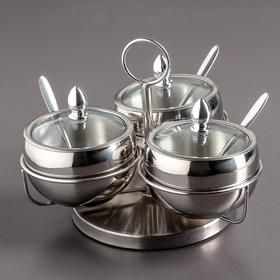 УЦЕНКА Набор сахарниц на крутящейся подставке с ложками 3 шт.: 19×14 см 5300282