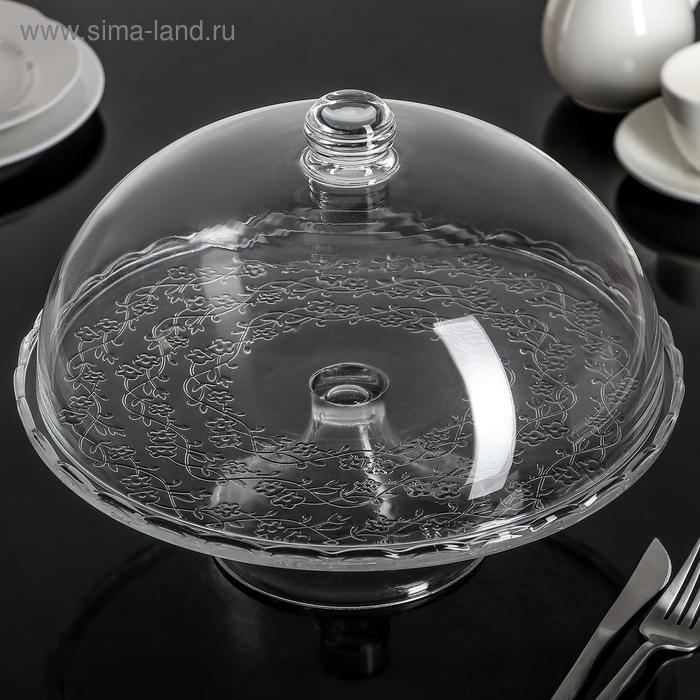 УЦЕНКА Тортовница с крышкой на ножке «Цветочки», 29×29×23 см - Фото 1