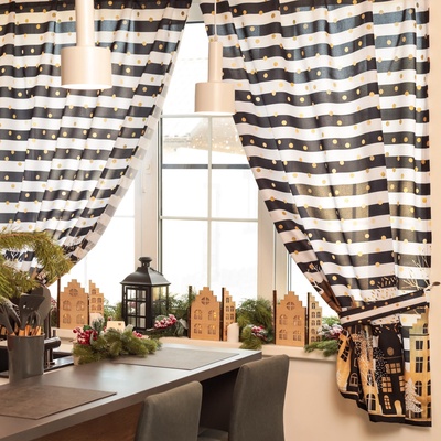 Комплект штор для кухни с подхватами «Золотой город» 145×180 см - 2 шт., габардин