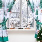 Комплект штор для кухни с подхватами «Новогодний лес» 145х180см-2 шт., габардин - фото 1585009