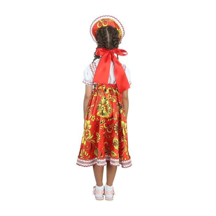 Русский народный костюм «Хохлома красная», платье, кокошник, р. 30, рост 110-116 см - фото 1898339326