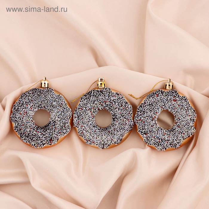 Ёлочные игрушки 3 шт. «Пончики» 2×8 см - Фото 1