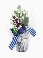 Новогодняя композиция на стол «Зимнее волшебство. Причуды», яблочки и веточки, 25 см, синий - фото 60090690