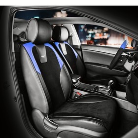 

Накидки SPACE, экокожа-велюр, на передние сиденья, черный/черный/синий