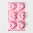 Форма для выпечки Доляна «Сердце в сердце», силикон, 17×30 см, 6 ячеек (8×7,3 см), цвет МИКС - Фото 3