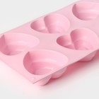 Форма силиконовая для выпечки Доляна «Сердце в сердце», 17×30 см, 6 ячеек (8×7,3 см), цвет МИКС - Фото 4