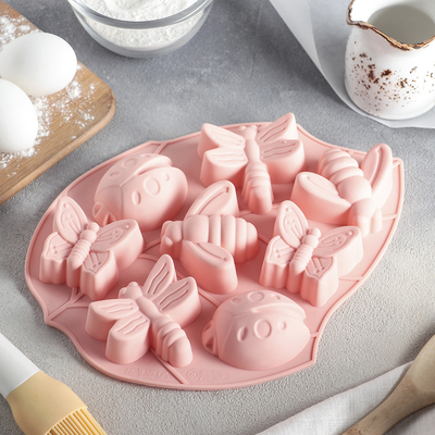 Форма силиконовая для выпечки 27×21 см «Пыльца», 8 ячеек (6,5×7×2,5 см), цвет МИКС