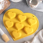 Форма силиконовая для выпечки Доляна «Сердце. Риб», 25×22×3,5 см, 6 ячеек, цвет МИКС - Фото 2