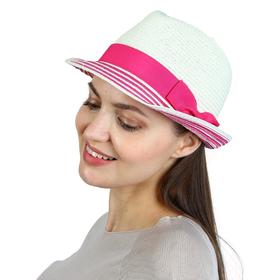 

Шляпа женская, размер 57, цвет молочный, фуксия