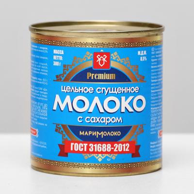 Молоко цельное сгущенное с сахаром, ГОСТ, ж/б, 380 г
